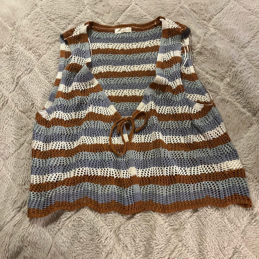 Brown Ultra Flirt Y2K Striped Knit Cardigan